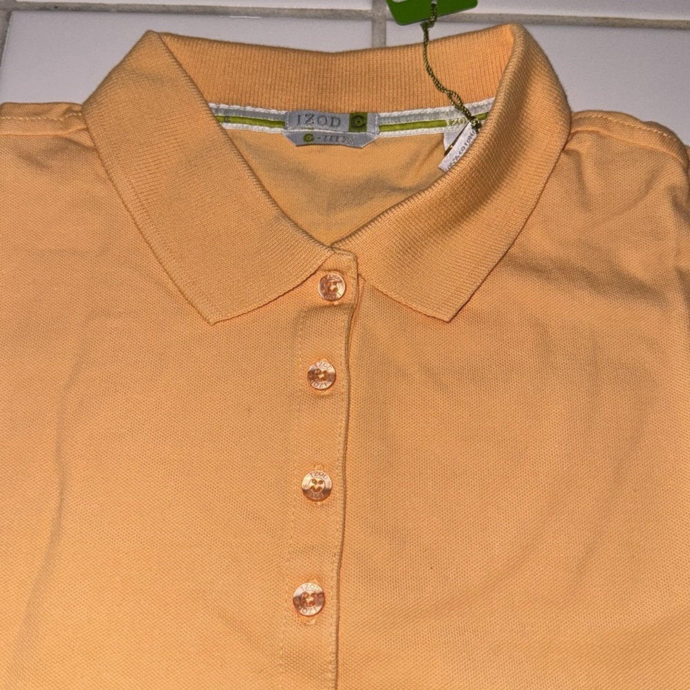 🏌️♀️🎾 NWT Izod collared sleeveless golf shirt orange SPF 40 size M - Picture 4 of 7